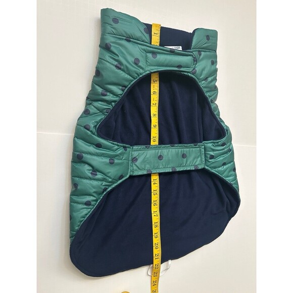 Top Paw Dog Puffer Vest/Jacket Green & Blue With  Polka Dots size XL - Picture 3 of 5